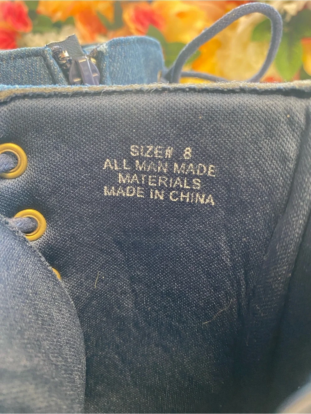 Toddler Denim Moto Lace-Up Boots Side Zip Buckle Blue Size 8